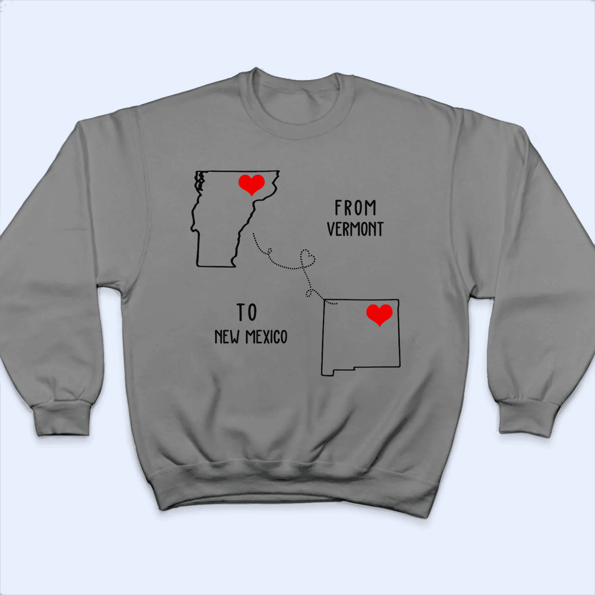 State to State Long Distance Love - Personalized Custom T Shirt - Gift for Families/Couples/Friends/Grandma/Grandparents - Suzitee Store