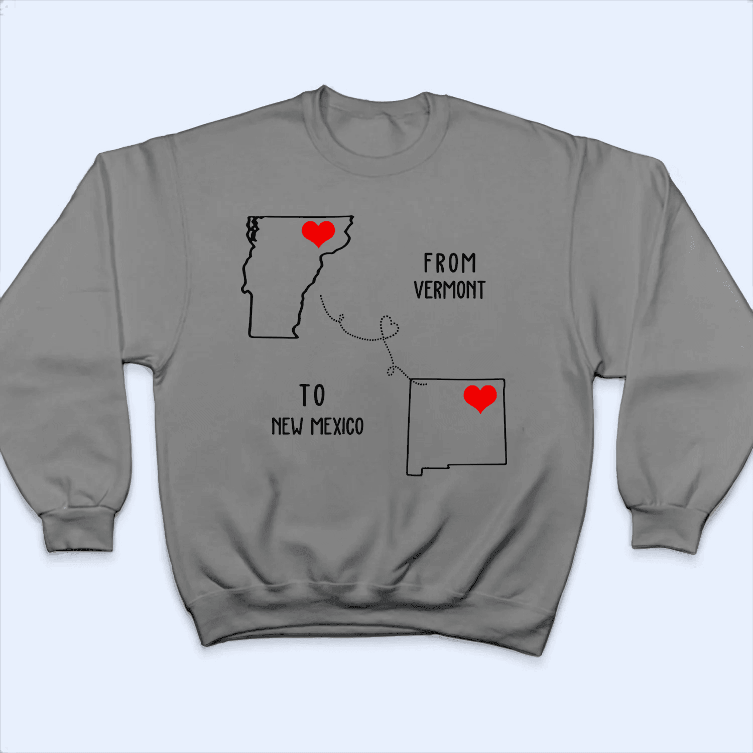 State to State Long Distance Love - Personalized Custom T Shirt - Gift for Families/Couples/Friends/Grandma/Grandparents - Suzitee Store