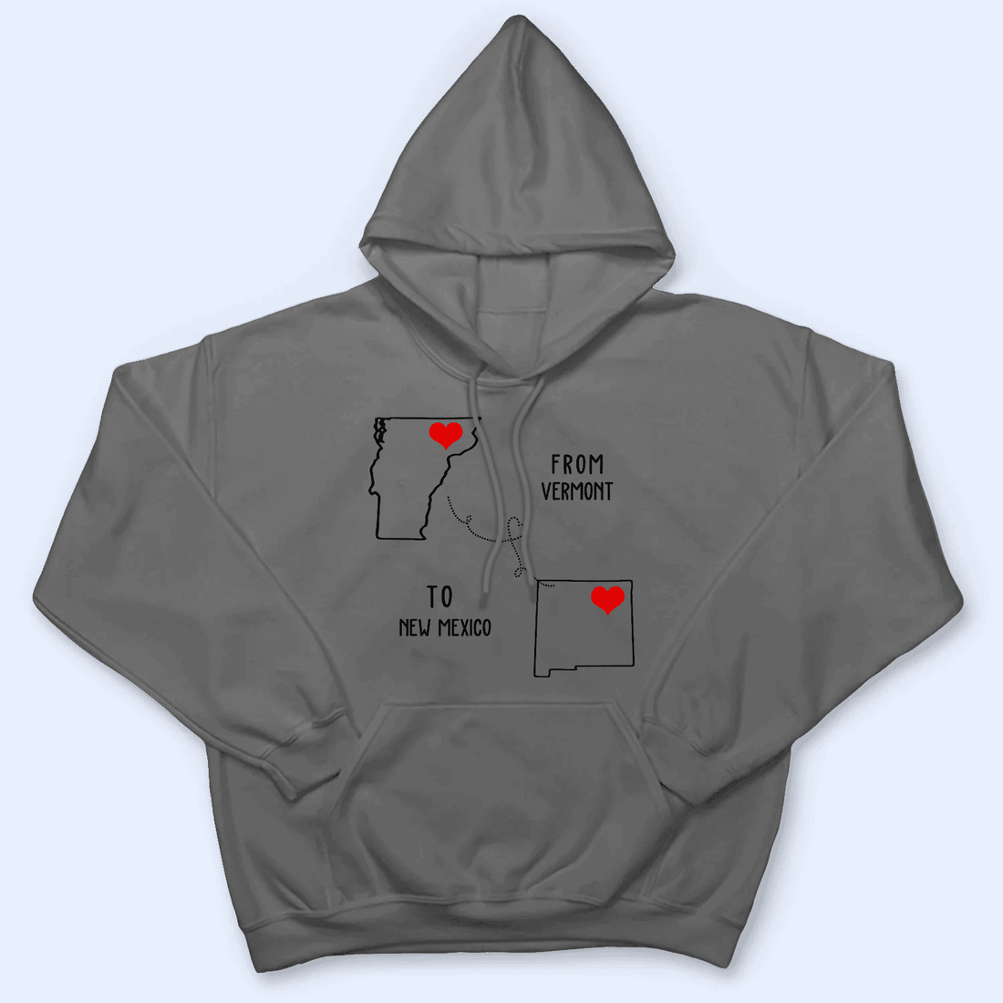 Personalized State to State Long Distance Love t-shirt, alternate view 3