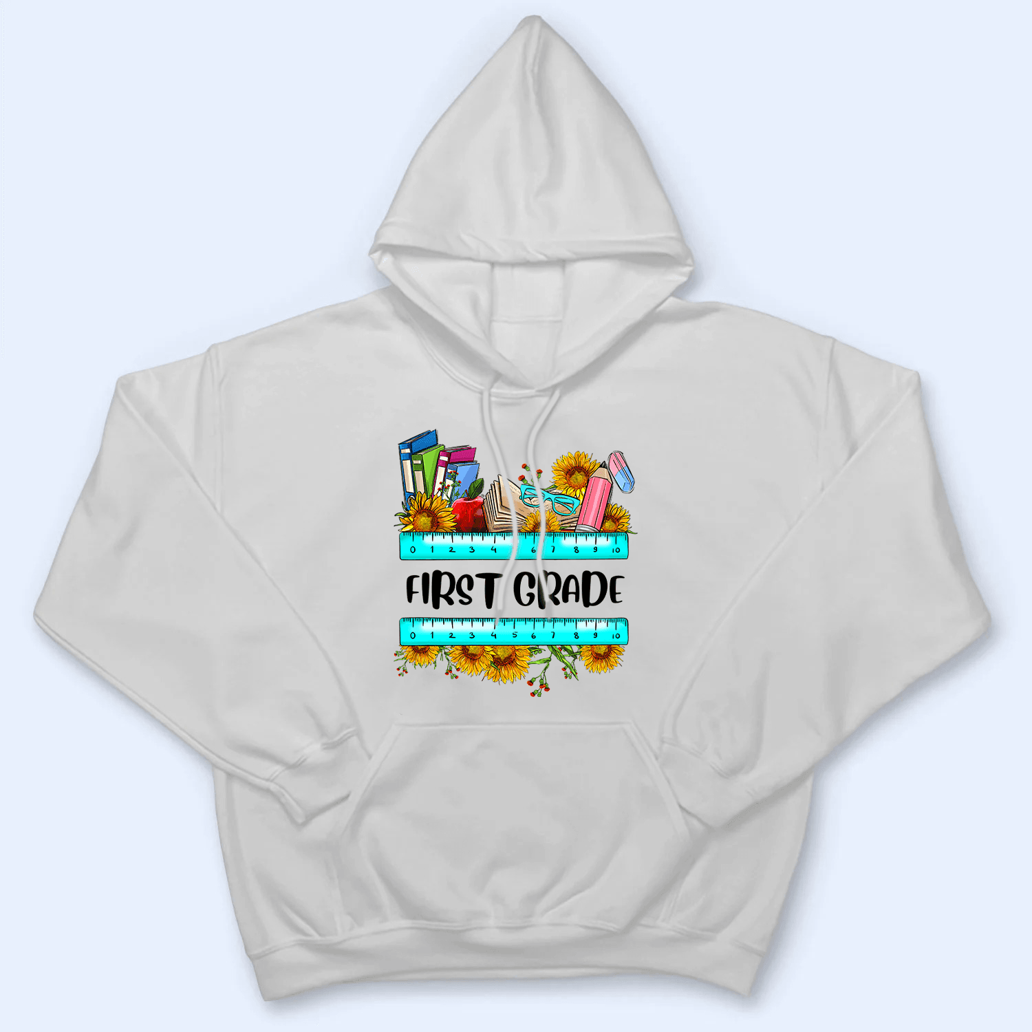 Sunflower School Supply Teacher Design - Personalized Custom T Shirt - Birthday, Loving, Funny Gift for Teacher, Kindergarten, Preschool, Pre K, Paraprofessional - Suzitee Store