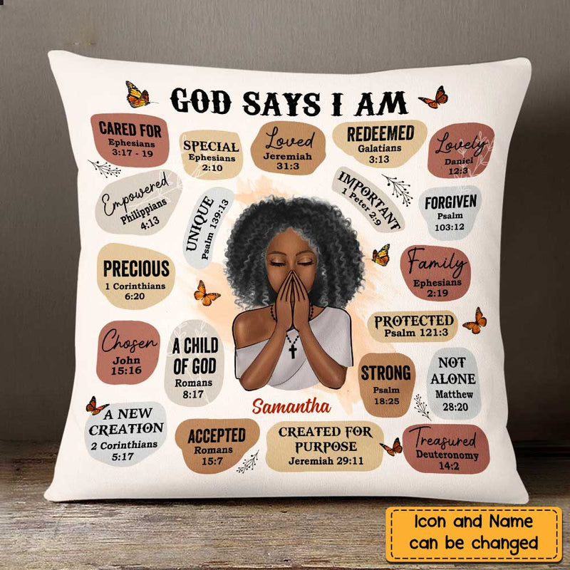 God Says I Am Bible Verse Affirmations Custom Pillow personalized pillow, alternate view 4