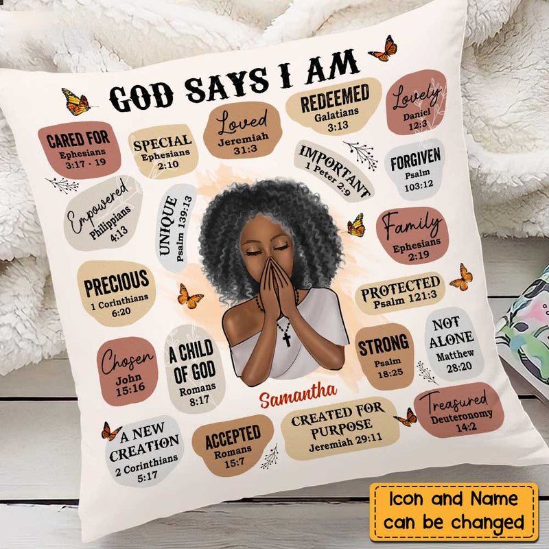 God Says I Am Bible Verse Affirmations Custom Pillow personalized pillow, alternate view 5