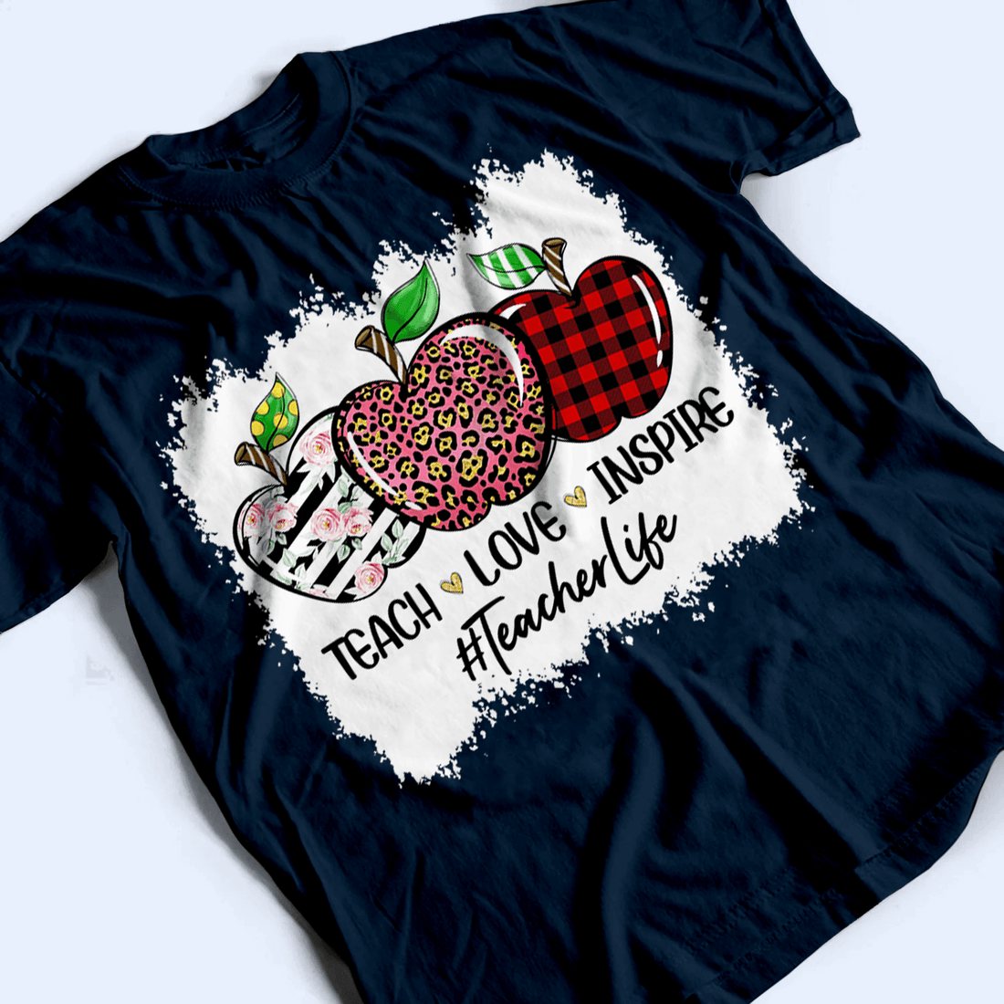 Personalized Teach Love Inspire Bleached t-shirt, alternate view 4