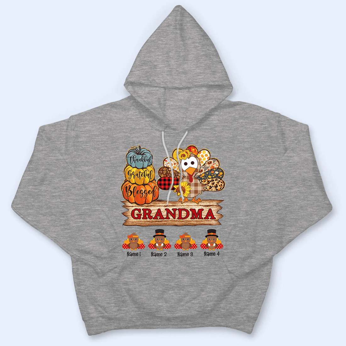 Thankful Grateful Blessed Grandma - Personalized Custom T Shirt - Thanksgiving, Birthday, Loving, Funny Gift for Grandma/Nana/Mimi, Mom, Wife, Grandparent - Suzitee Store