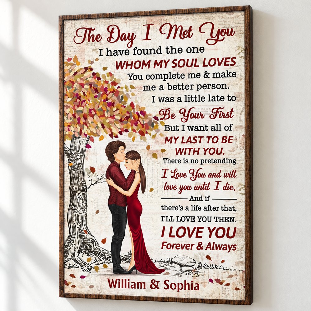 Close up detail of personalized couple canvas print texture and romantic artwork
