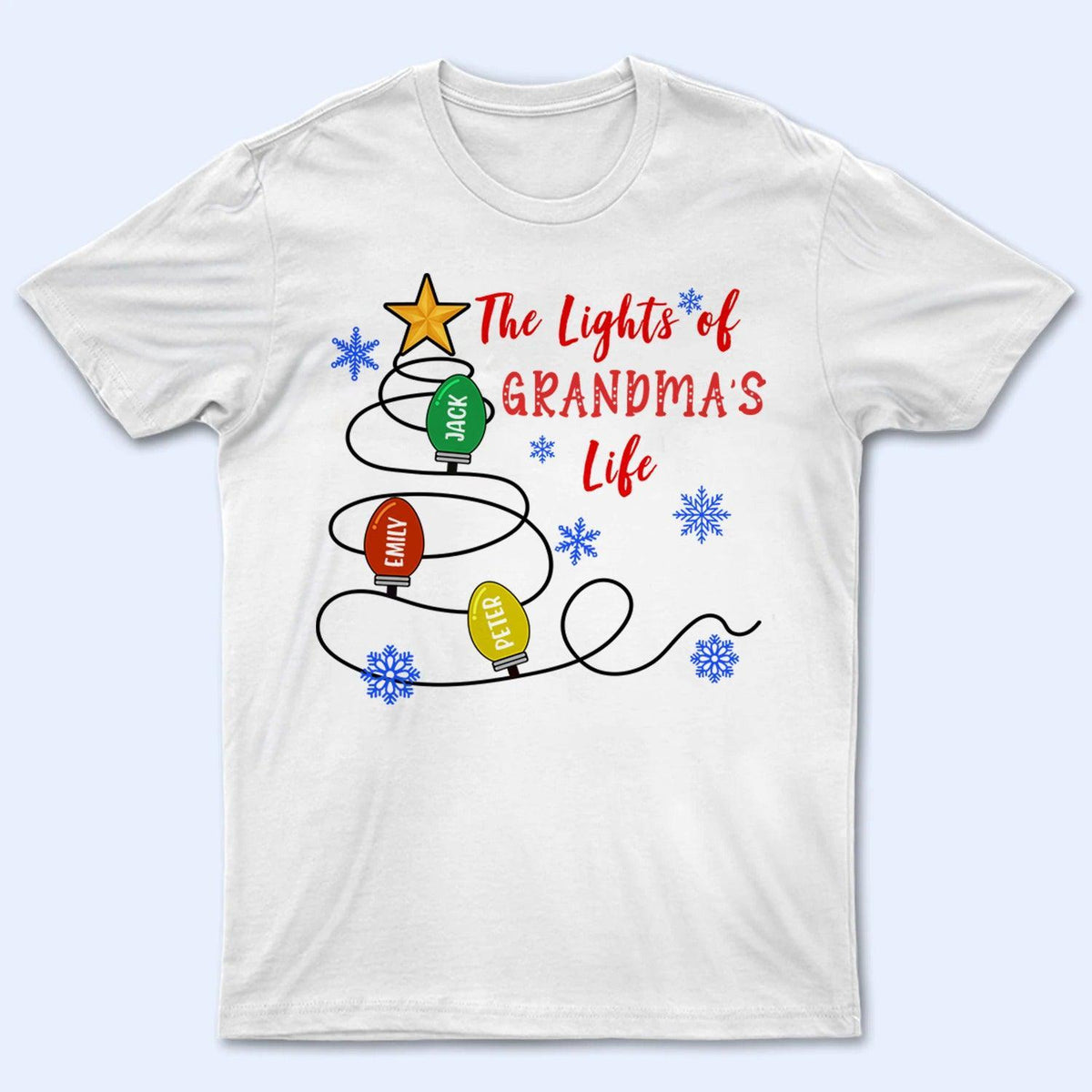 The Lights Of Grandma&#39;s Life - Personalized Custom T Shirt - Birthday, Loving, Funny Gift for Grandma/Nana/Mimi, Mom, Wife, Grandparent - Suzitee Store