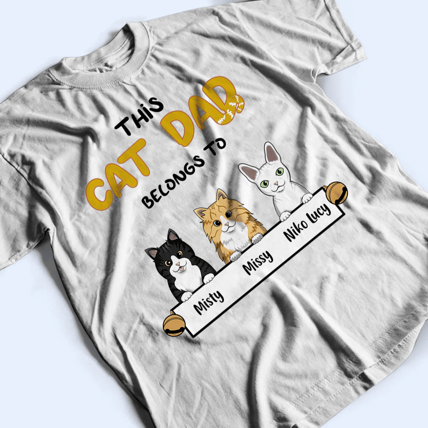 This Cat Dad belongs to - Cat Dad - Personalized Custom T Shirt - Birthday, Loving, Funny Gift For Cat Dad, Cat Owner, Cat Lovers - Suzitee Store