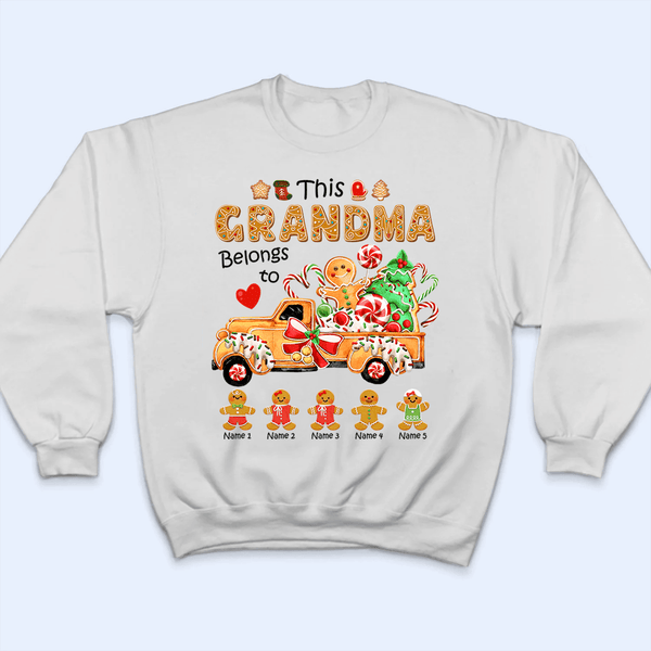 This Gingerbread Grandma Belongs To Grandkids - Personalized Custom T Shirt - Christmas, Birthday, Loving, Funny Gift for Grandma/Nana/Mimi, Mom, Wife, Grandparent