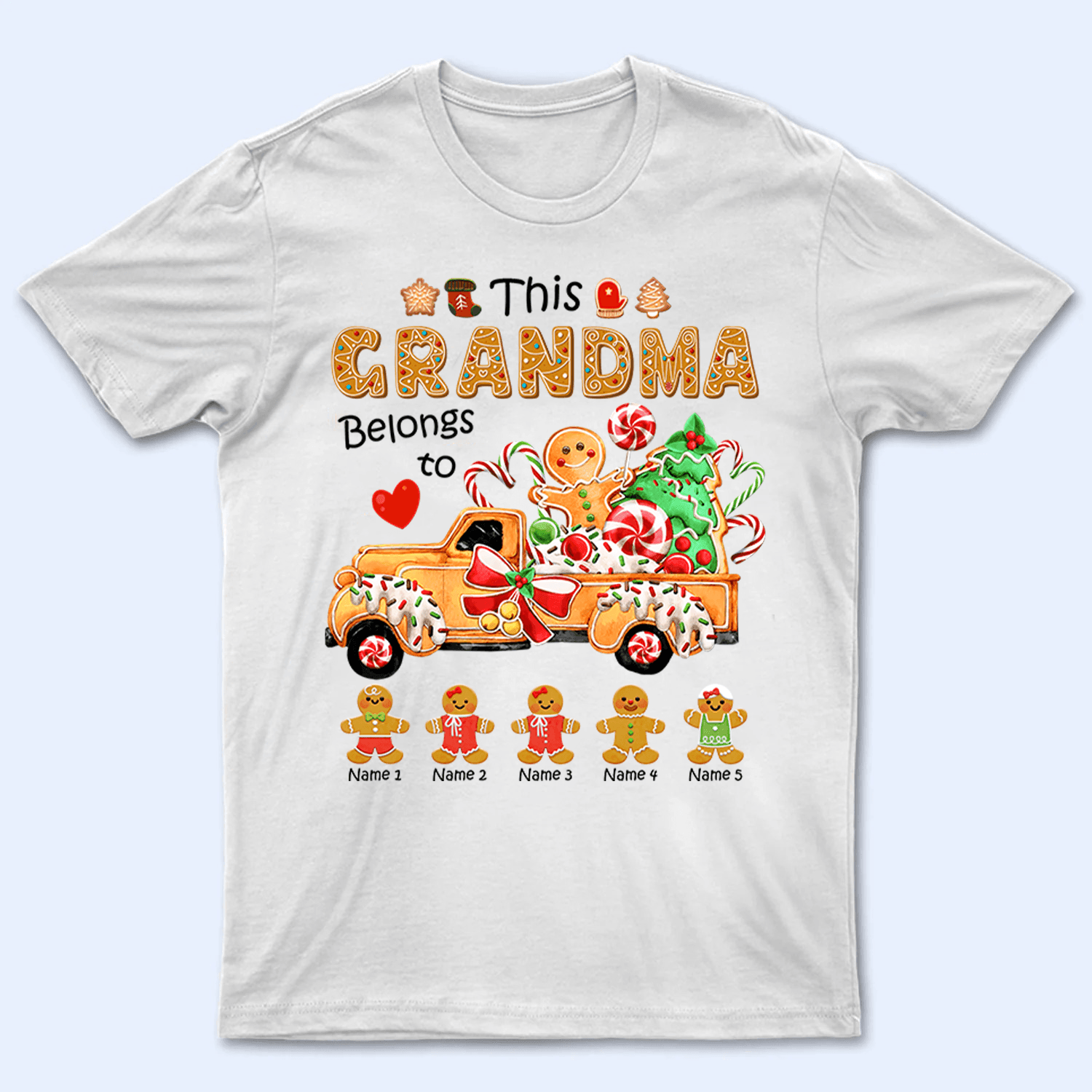 This Gingerbread Grandma Belongs To Grandkids - Personalized Custom T Shirt - Christmas, Birthday, Loving, Funny Gift for Grandma/Nana/Mimi, Mom, Wife, Grandparent - Suzitee Store