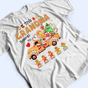 This Gingerbread Grandma Belongs To Grandkids - Personalized Custom T Shirt - Christmas, Birthday, Loving, Funny Gift for Grandma/Nana/Mimi, Mom, Wife, Grandparent - Suzitee Store