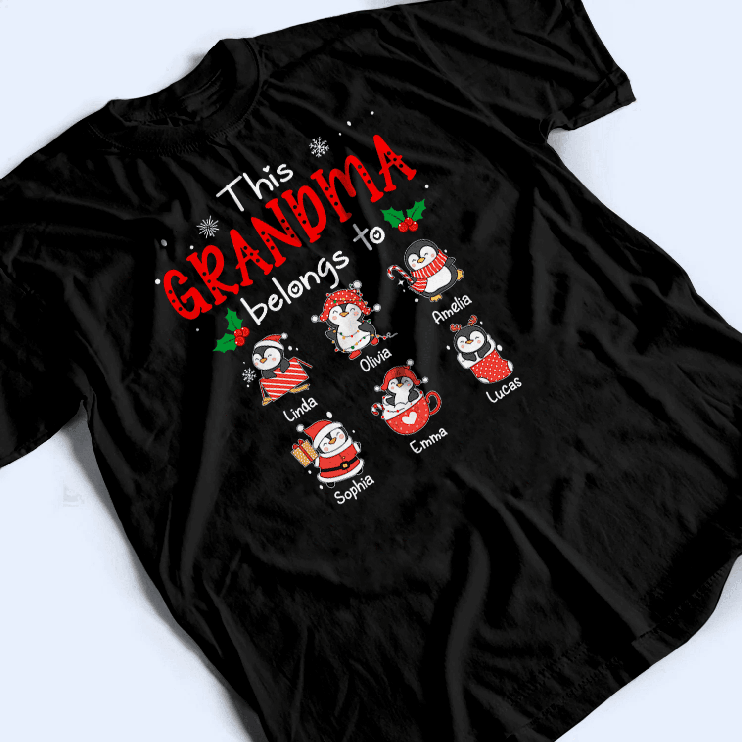 This Grandma Belongs To - Cute Penguin Grandkids - Personalized Custom T Shirt - Birthday, Loving, Funny Gift for Grandma/Nana/Mimi, Mom, Wife, Grandparent 4