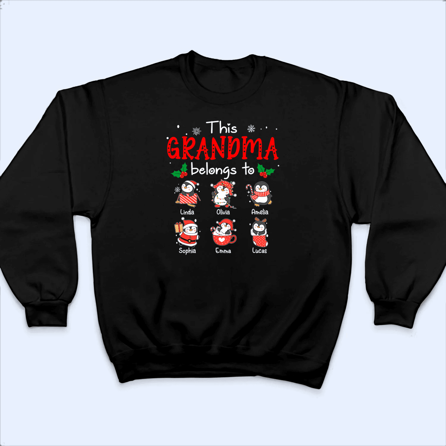 This Grandma Belongs To - Cute Penguin Grandkids - Personalized Custom T Shirt - Birthday, Loving, Funny Gift for Grandma/Nana/Mimi, Mom, Wife, Grandparent 5