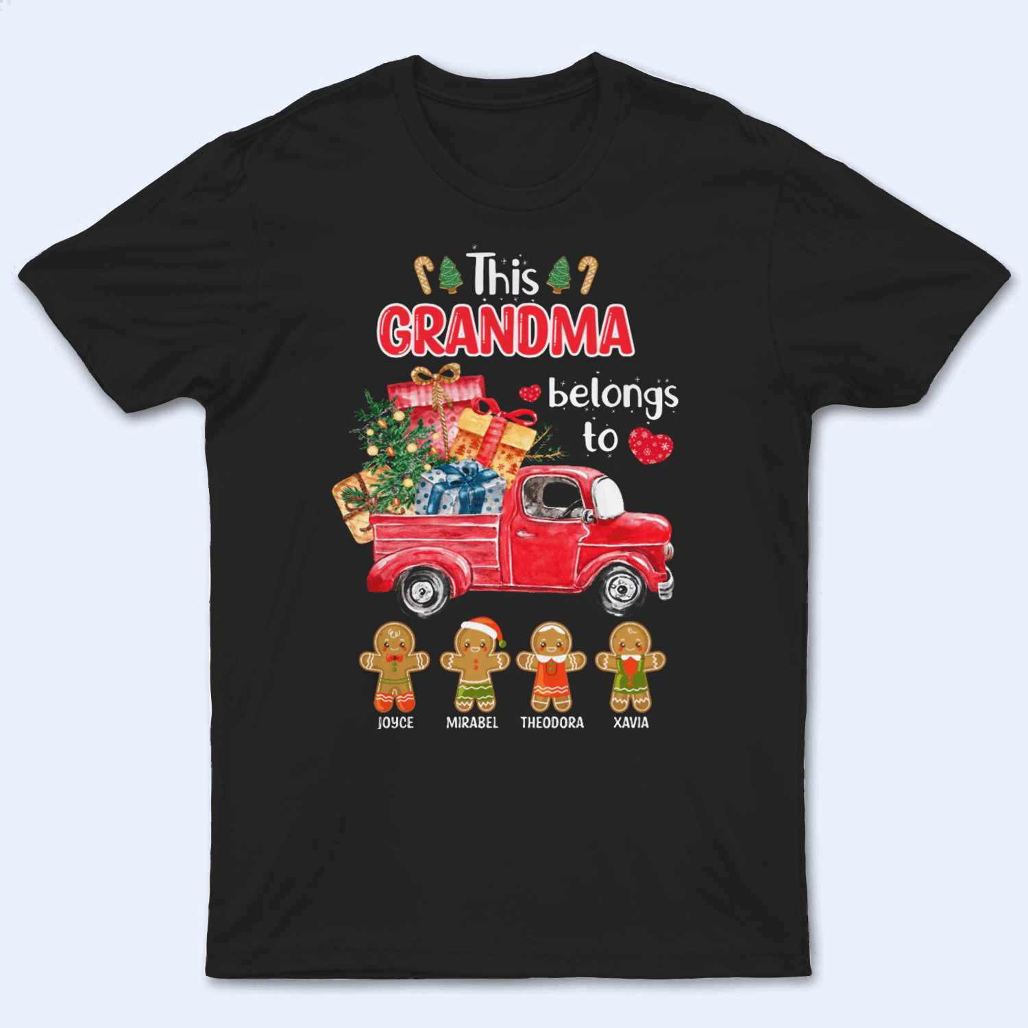 This Grandma Belongs To Grandkids, Christmas Truck - Personalized Custom T Shirt - Birthday, Loving, Funny Gift for Grandma/Nana/Mimi, Mom, Wife, Grandparent - Suzitee Store