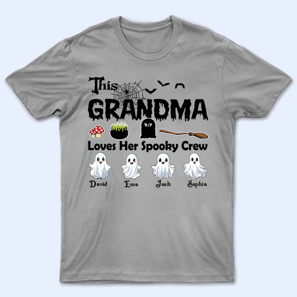 This Grandma Loves Her Spooky Crew - Personalized Custom T Shirt - Birthday, Loving, Funny Gift for Grandma/Nana/Mimi, Mom, Wife, Grandparent