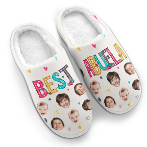 Custom Photo Best Grandma Ever - Personalized Slippers - Gift For Gift For Mom, Grandma