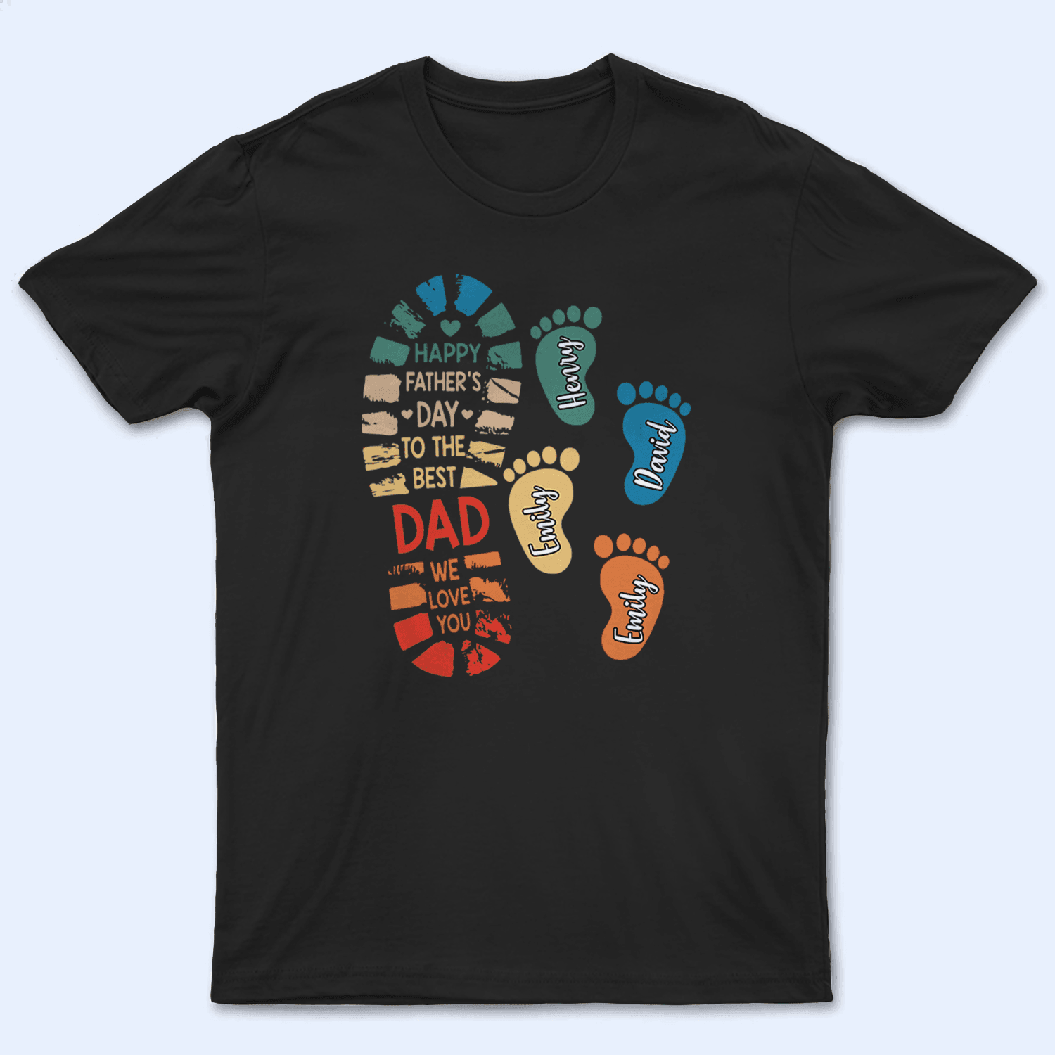 Vintage Fathers and Childs Footprints - Personalized Custom T Shirt - Birthday, Loving, Funny Gift for Grandfather/Dad/Father, Husband, Grandparent - Suzitee Store