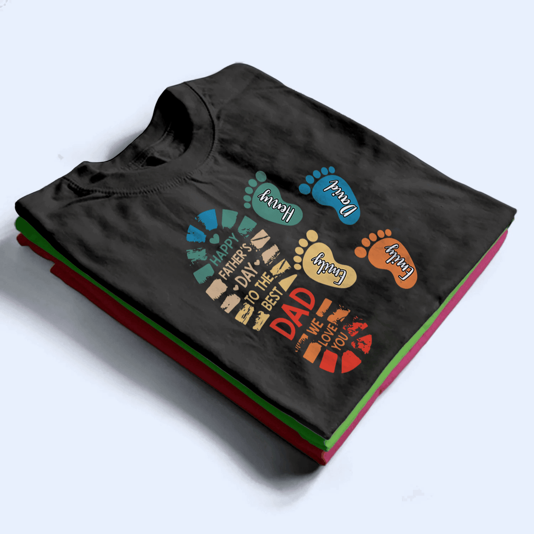 Personalized Vintage Fathers and Childs Footprints t-shirt, alternate view 2