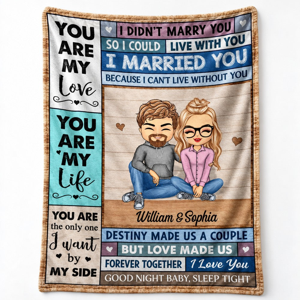 Close-up detail of soft fleece texture and sharp print on personalized couple blanket