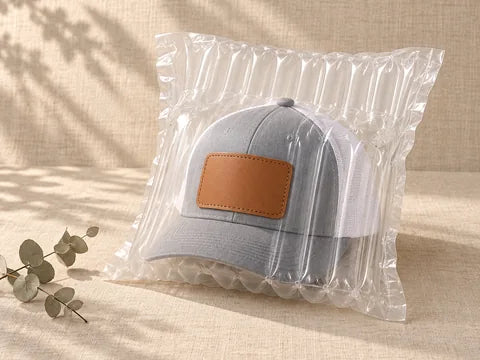 Inflated air columns cushioning the cap
