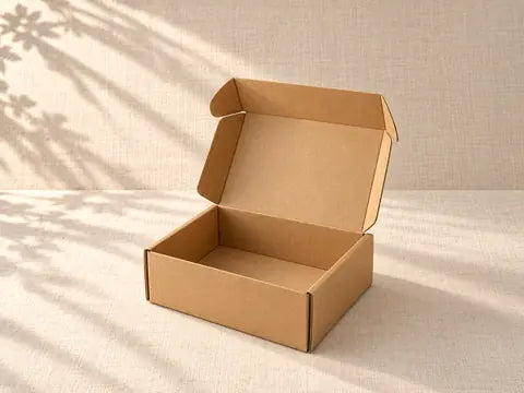 Open kraft gift box with tuck-in lid